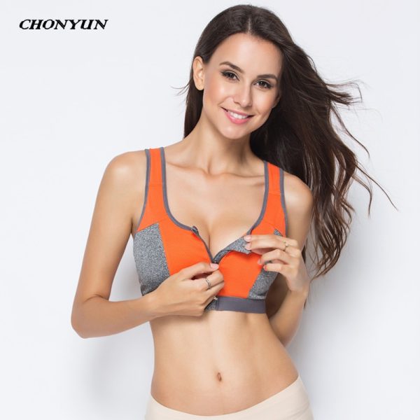 Hot Sexy Yoga Bra Women Push Up Sports Bra Vest Zipper Shockproof Breathable Gym Top Fitness Athletic Running Yoga Bh Sport Tops