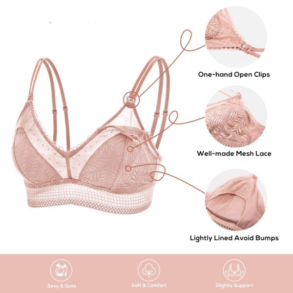 Lightly Padded Maternity Lace Nursing Bra Wireless Bralette For Pregnancy Women Sexy Double Strap Breastfeeding Support S-XL - Image 5