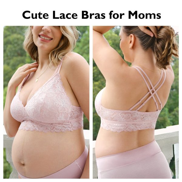 MOMANDA Lace Double Strap For Pregnant Women Wirefree Maternity Nursing Bra Breastfeeding Lightly Padded Lingerie Bralette - Image 4