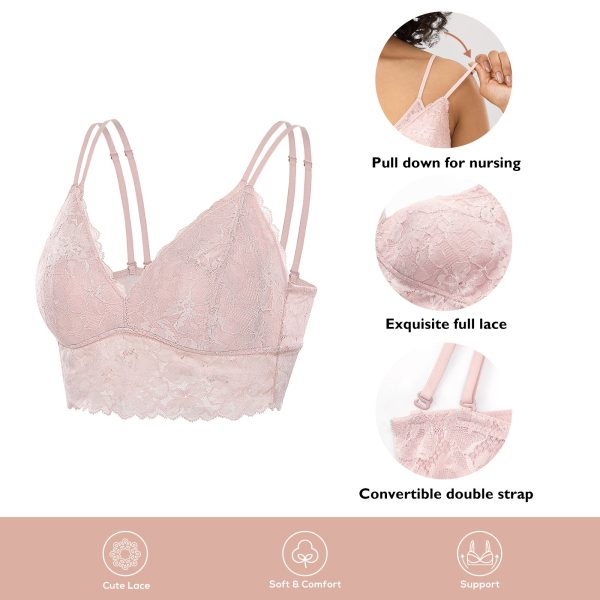 MOMANDA Lace Double Strap For Pregnant Women Wirefree Maternity Nursing Bra Breastfeeding Lightly Padded Lingerie Bralette - Image 5