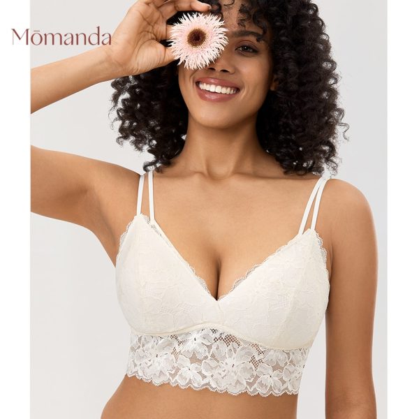 MOMANDA Lace Double Strap For Pregnant Women Wirefree Maternity Nursing Bra Breastfeeding Lightly Padded Lingerie Bralette