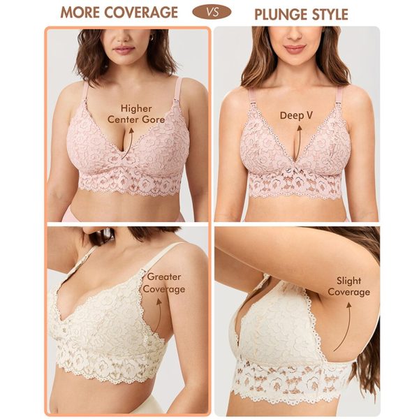 MOMANDA Lace Maternity Nursing Bra Breastfeeding Wirefree Lightly Padded Lingerie For Pregnant Women Lactation DD E Cute Update - Image 5