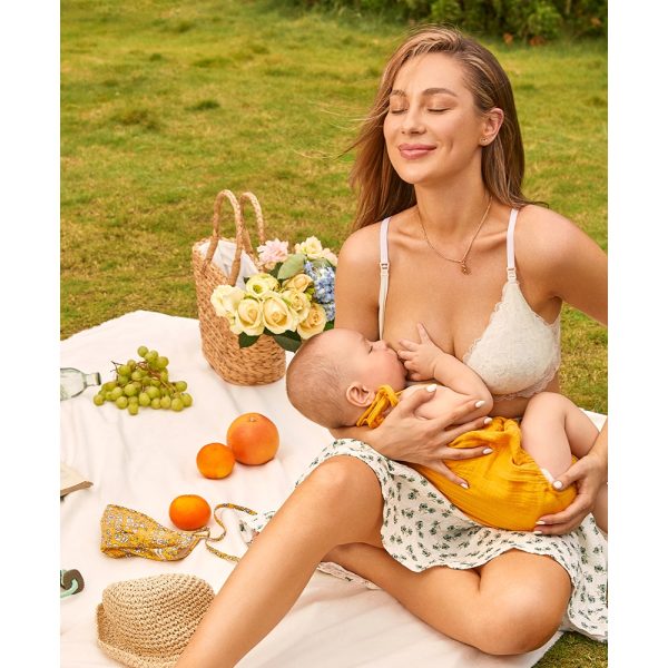 MOMANDA Lace Wirefree Maternity Nursing Bra Sexy Breastfeeding Lightly Padded Lingerie Bralette For Pregnant Women Lactation - Image 3