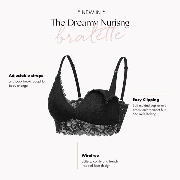 MOMANDA Lace Wirefree Maternity Nursing Bra Sexy Breastfeeding Lightly Padded Lingerie Bralette For Pregnant Women Lactation - Image 6