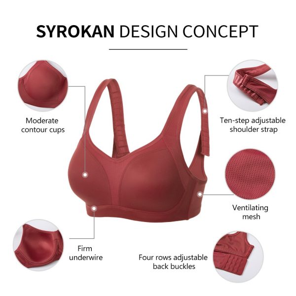 SYROKAN Women's Underwire Firm Support Contour High Impact Sports Bra - Image 2