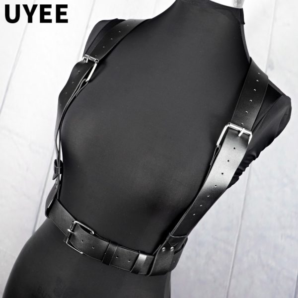 UYEE Techwear Women PU Leather Harness Belt Body Chain Sexy Underwear Bondage Lingerie Bra Cage Gothic Garter Belt Harajuku Punk