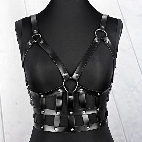 Women Sexy Body Chest Garters Leather Harness Bra Skirt Belts Erotic Goth Bondage Punk Suspenders Straps Lingerie Gothic Clothes - Image 5