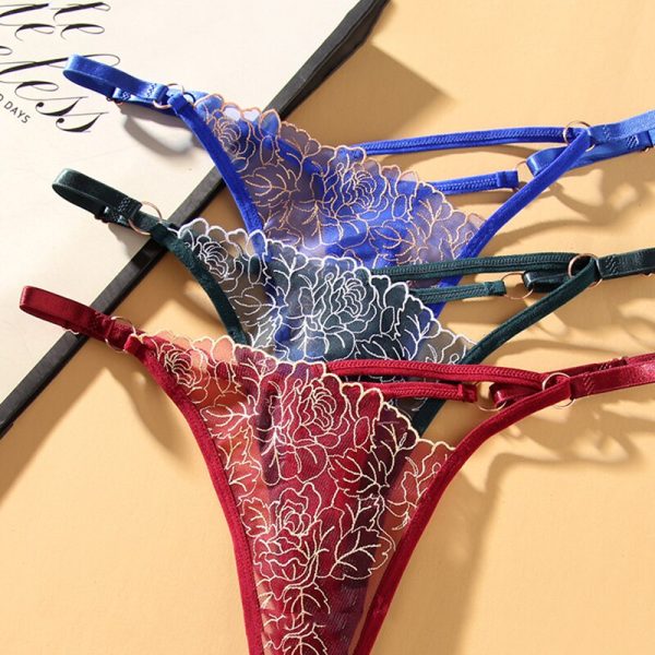 Women Sexy Lace G-String Floral Panties Femme Underwear Lingerie Transparent Girl Panty Women's Mesh Thongs S-XL - Image 2