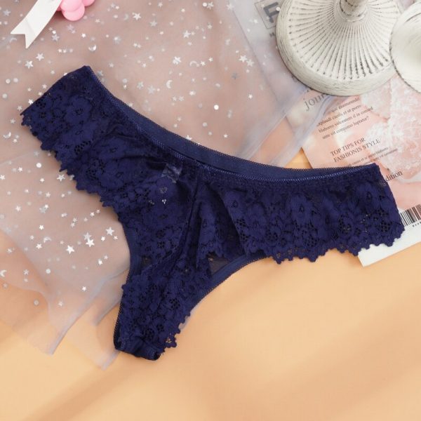 Women Sexy Lace Lingerie Low-waist Thong Panties Female Fashion Floral Hollow Exotic Underwear Transparent lace G String - Image 3