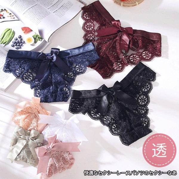 Women sexy bow knot fashion Semi-hip lace underwear high quality panties transparent lingerie S M L XL 3 pieces/Lot CYHWR - Image 4